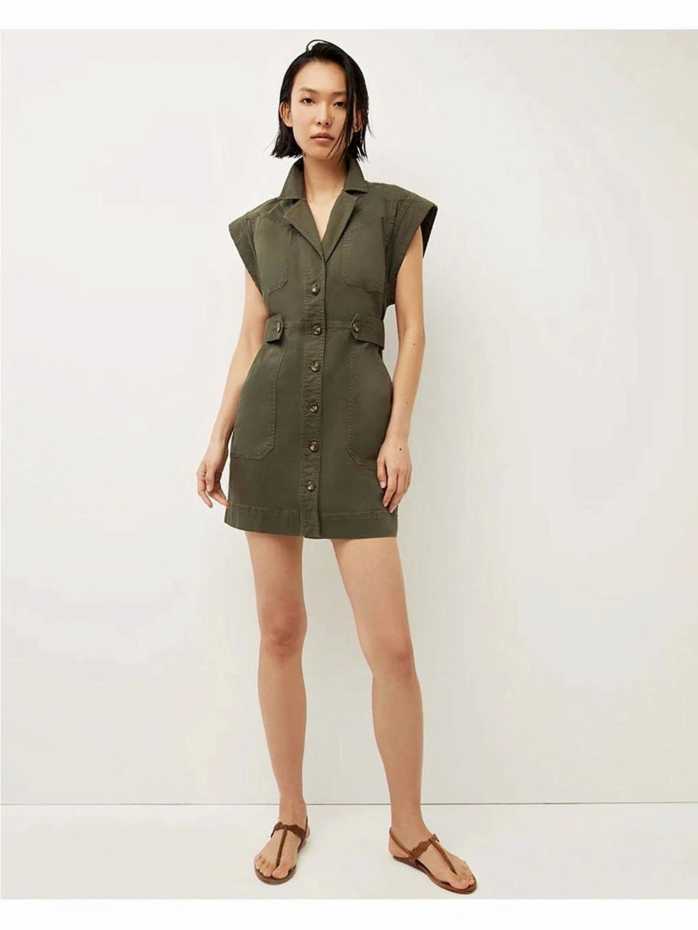 Veronica Beard Jax Mini Utility Dress Green Size 16